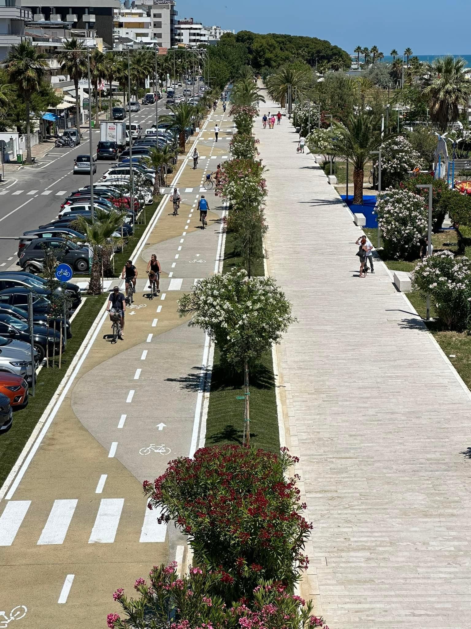 New paving and street furniture on Lungomare Marconi